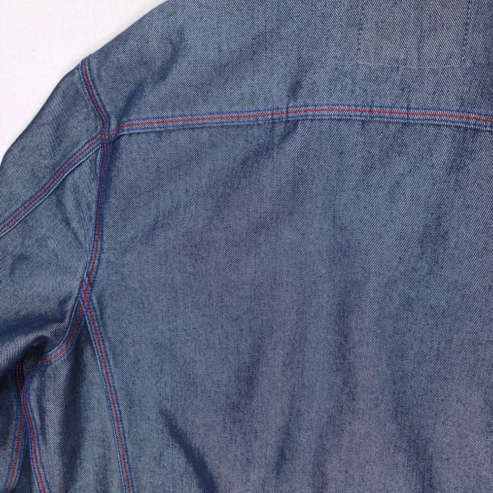 Vintage Guess USA American Tradition Denim Jacket Blue Contrast‎ Stitch Mens L